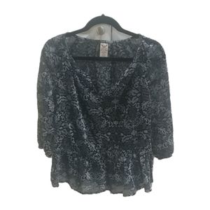 Faded Glory Women's Ruffle Blouse Dark Gray Sz S